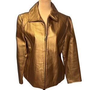 Vintage BLACK RIVET Women's Leather Zip-Front Jacket | Size L